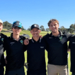 A team of Bonnet Bay FC golfers on the course at a previous BBFC Golf Day