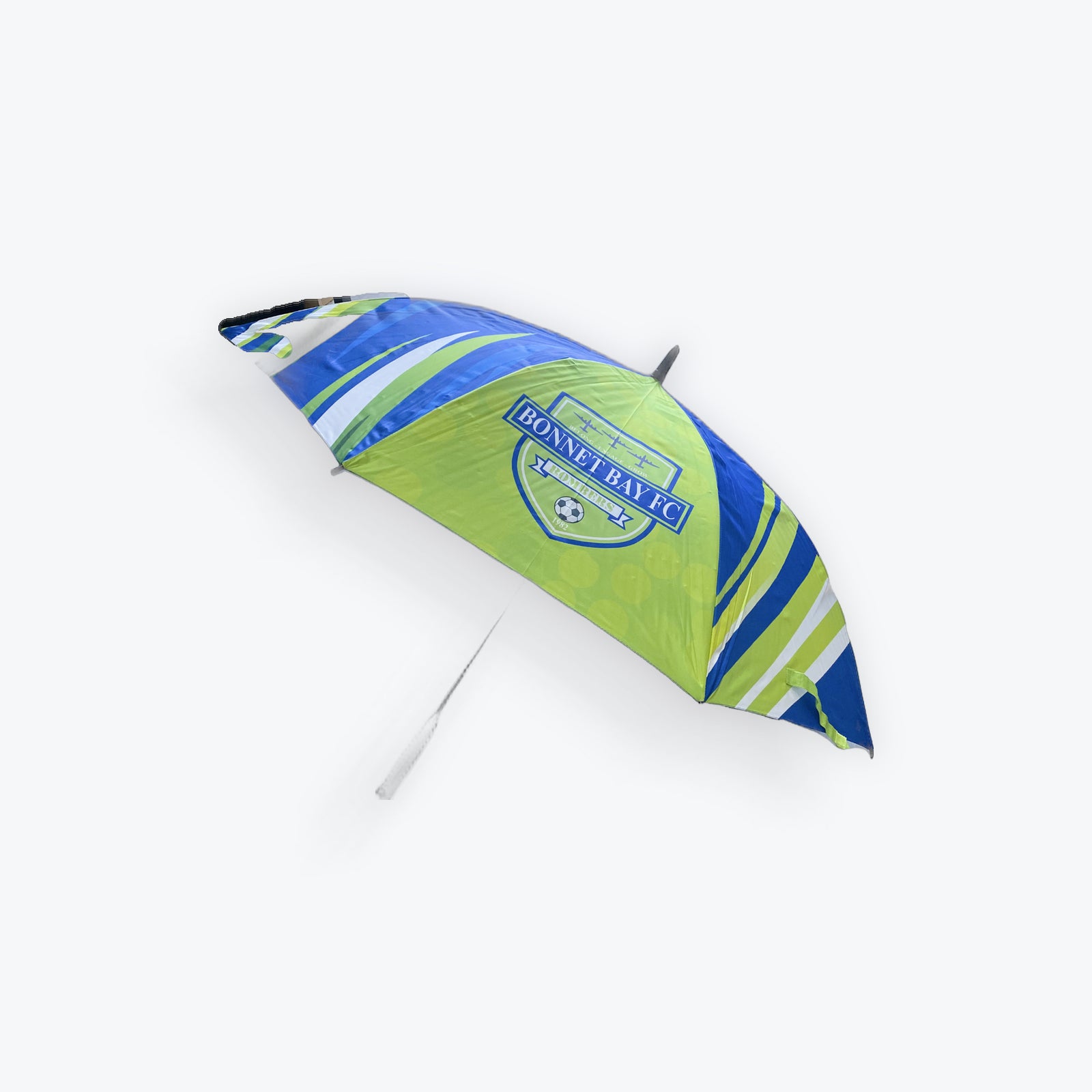 Bonnet Bay FC Bomber Brollie umbrella in blue and green