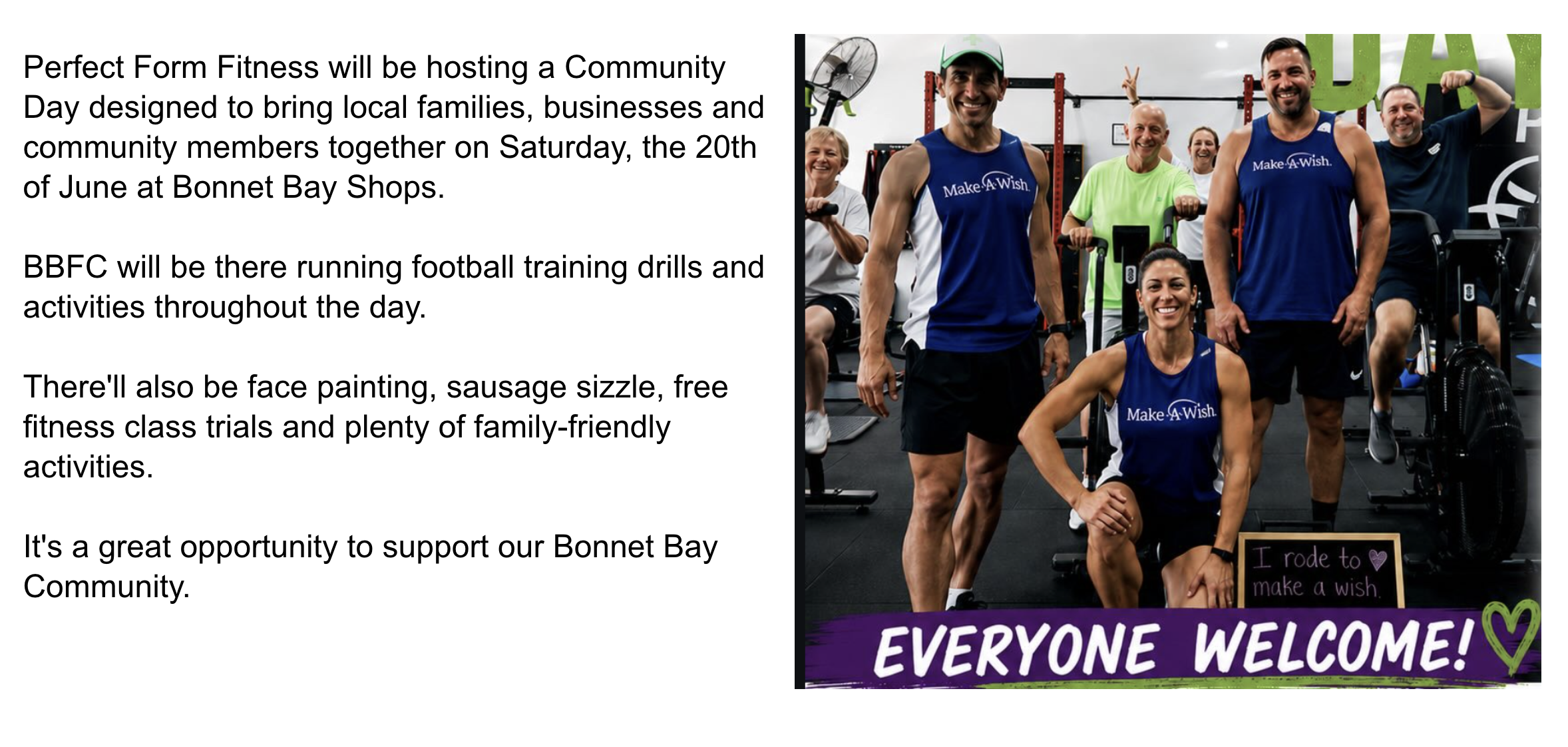 Bonnet Bay FC and Perfect Form Fitness Community Day